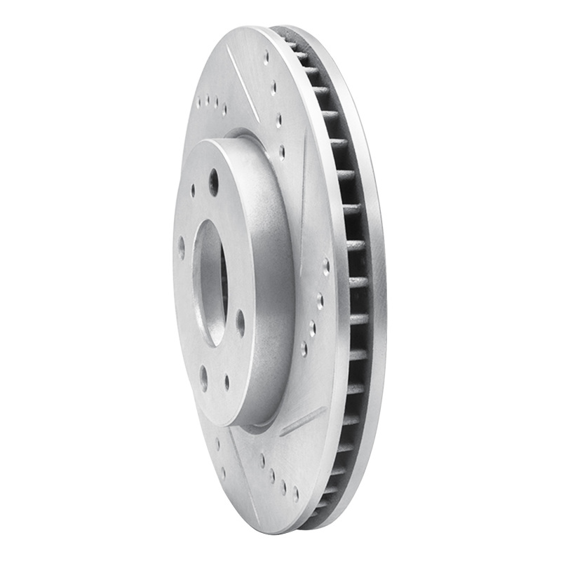 Mitsubishi Lancer Brake Rotor (1) - Front Right - R1 Concepts - Drilled & Slotted - Silver - 2004